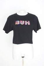 cropped buh feminino preto com paetê