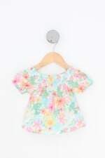 blusa baby club kids estampada com franzido