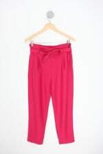 calça de tecido karmani feminina rosa com faixa na cintura