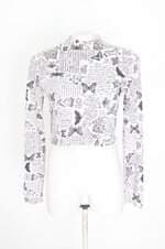 cropped manga longa Blue Steel feminino estampado