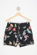 shorts ellaben feminino preto floral