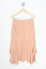 Saia Midi Maria Filó Bege Com Forro