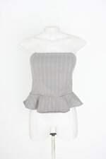 blusa sem alças a collection feminina cinza com brilho e franzido