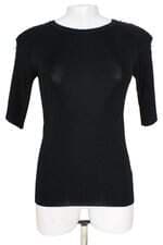 blusa extin feminina preta com aplique e recortes