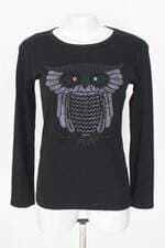 blusa manga longa loverly feminina preta com strass