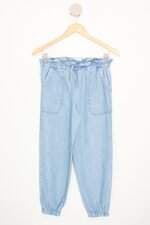 calça de tecido zara kids azul com cós com elástico