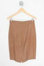 saia doce flor feminina marrom com fenda