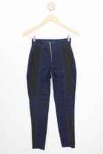 calça de sarja Blue theree Denim feminina azul com recortes