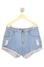 shorts jeans ariene feminino azul com barra italiana