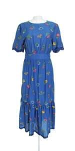 vestido feminino Pusco azul com bordado