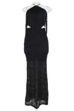 vestido adriana restum feminino preto com franja e recortes