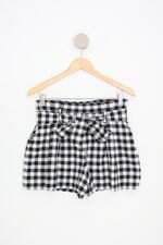shorts zara feminino estampado com faixa na cintura