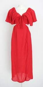 vestido laguna feminino vermelho com franzido e meio forro