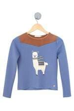 blusa spezzato kids azul com bordado