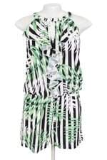 macaquinho chifon feminino estampado com babado