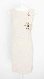 vestido gregory feminino bege com bordado e forro