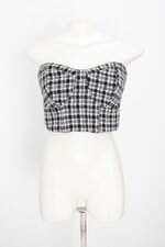 top cropped Blue Steel feminino bicolor com franzido