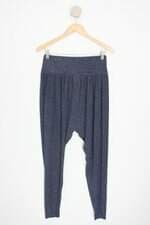 calça de tecido les cloches feminina azul com brilho e cós com elástico