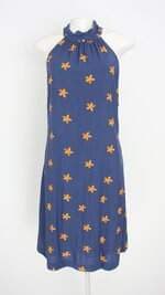 vestido pequiá feminino azul floral com forro