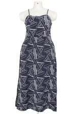 vestido Shoulder feminino azul com bordado