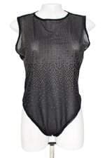 body my favorite things feminino preto com aplique e transparência