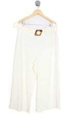 calça de tecido Shoulder feminina off white com cinto
