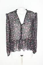 blusa manga longa zara feminina estampada  com brilho e transparência