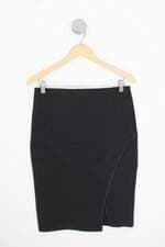 saia openup feminina preta com cós com elástico e fenda