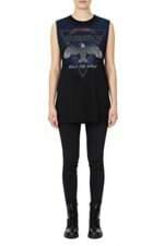 regata Animale feminina preta com fenda e silk