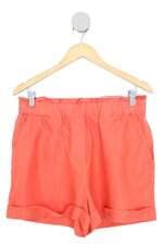 shorts souq feminino laranja com barra italiana e cós com elástico