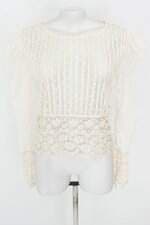 blusa Zara feminina off white com renda e transparência