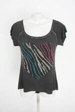 blusa nina rosa feminina cinza com aplique
