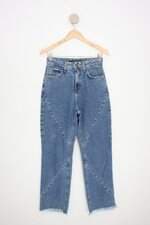 calça jeans dicollani feminina azul com recortes