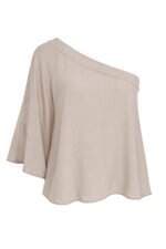 Blusa Lunender Meio Ombro Feminina Bege Bordada