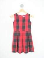 vestido place feminino xadrez com forro e pregas