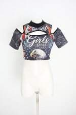 cropped planet girls feminino estampado com recortes