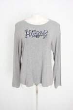 blusa de pijama marisa feminina cinza com bordado e silk