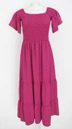 vestido feminino Dulce puella rosa escuro com franzido