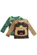  kit 2 camisetas kids proteção uv com estampa