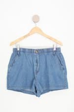 shorts jeans malwee feminino azul com cós com elástico