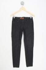 calça jeans Canal feminina cinza com recortes
