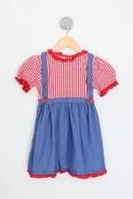 vestido kids bb basico xadrez com recortes