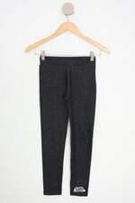 calça de tecido lol kids preta com glitter e patch