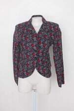 Blazer my lounge feminino azul escuro estampado floral Com forro vermelho 