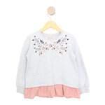 blusa Renner kids cinza com babado e bordado