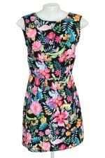 Vestido Curto Preto Estampa Floral Antix 