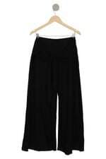 Calça Viscolinho Lais David preta com faixa na cintura