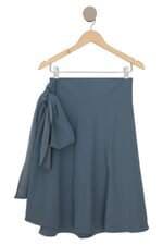 saia feminina azul amarração