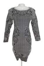 Vestido Le Lis Blanc feminino prata e preto fio metalizado