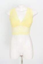 cropped colchetes feminino amarelo com transparência
